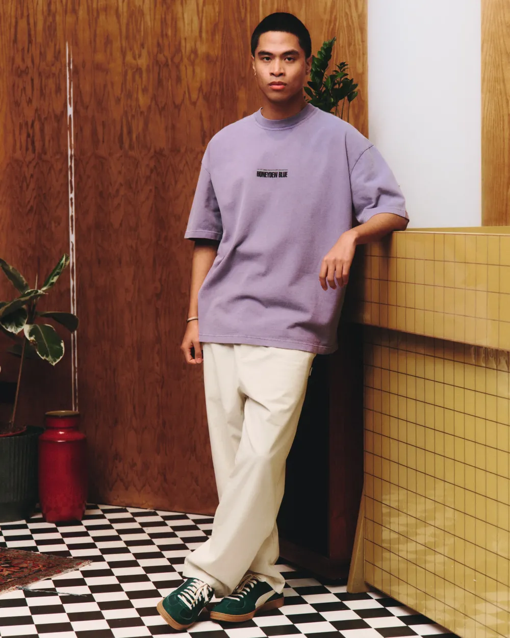 A Thousand Futures x GK 'Honeydew Blue' Vintage Washed Tee - Mauve