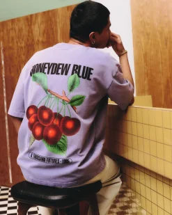 A Thousand Futures x GK 'Honeydew Blue' Vintage Washed Tee - Mauve