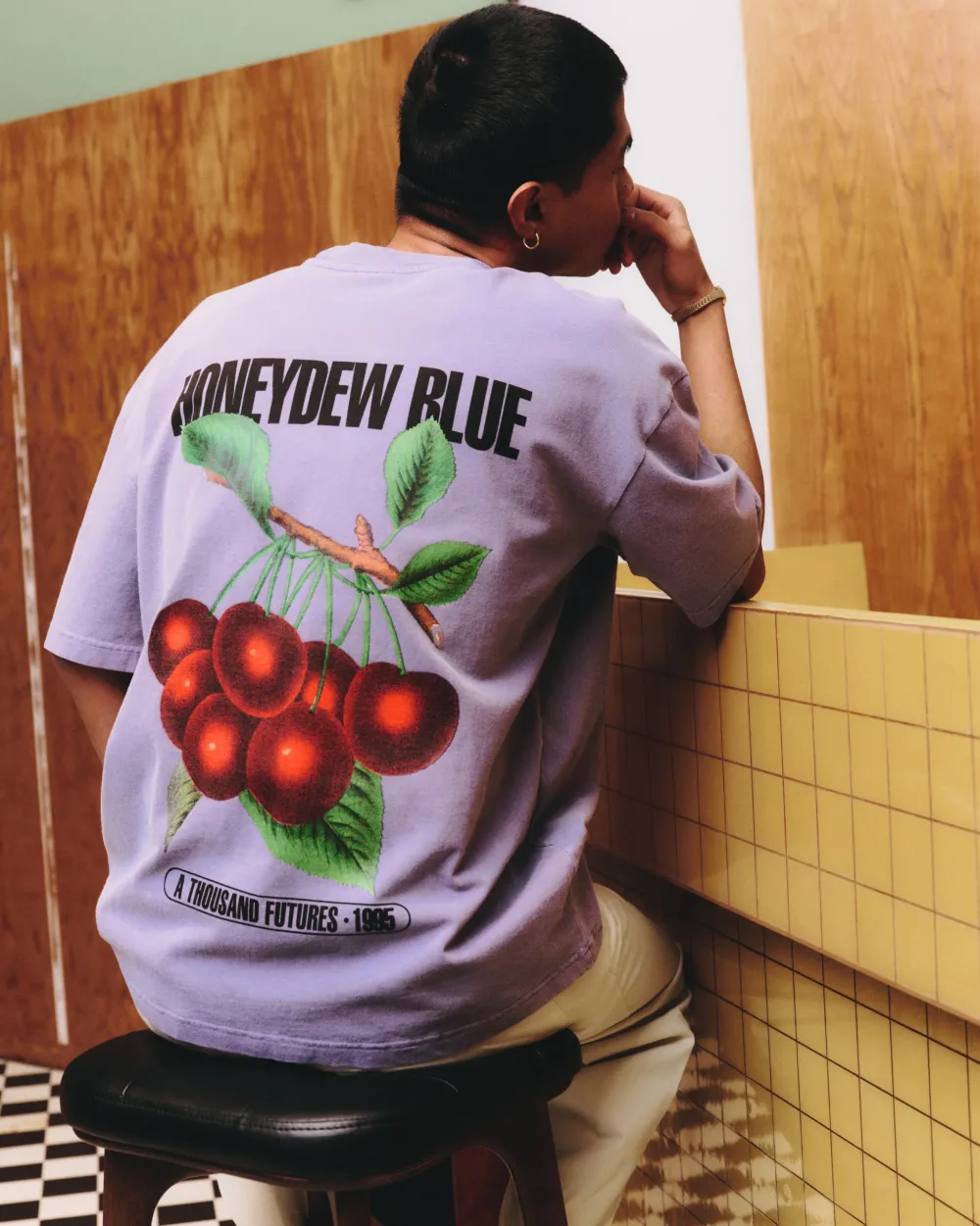 A Thousand Futures x GK 'Honeydew Blue' Vintage Washed Tee - Mauve