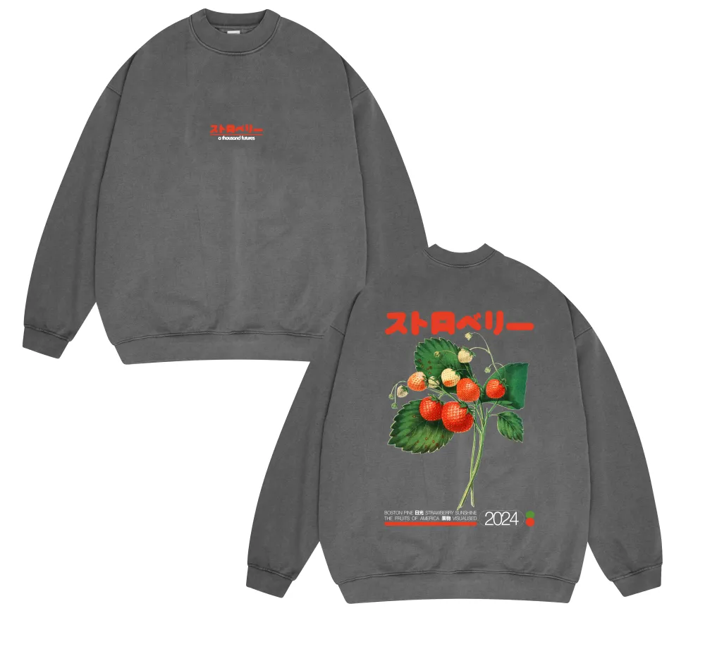 A Thousand Futures x GK 'Strawberry' Vintage Washed Sweater - Charcoal