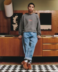 A Thousand Futures x GK 'Strawberry' Vintage Washed Sweater - Charcoal