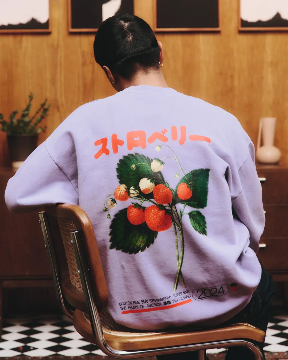 A Thousand Futures x GK 'Strawberry' Vintage Washed Sweater - Lilac