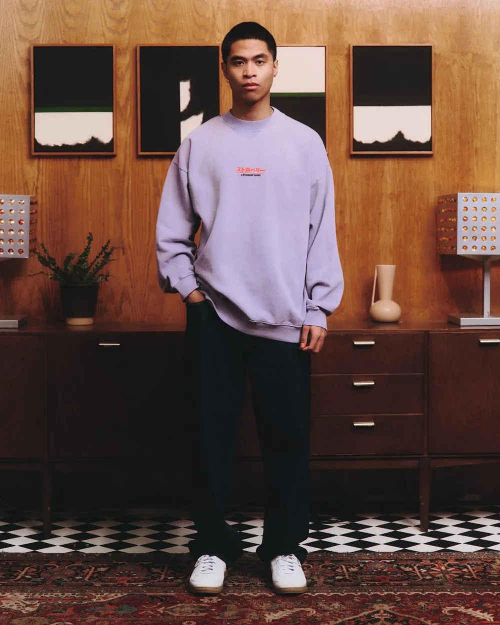A Thousand Futures x GK 'Strawberry' Vintage Washed Sweater - Lilac
