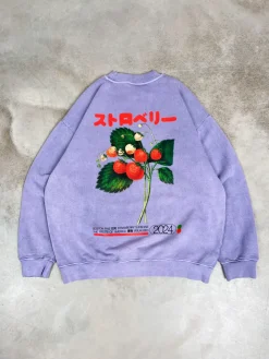 A Thousand Futures x GK 'Strawberry' Vintage Washed Sweater - Lilac