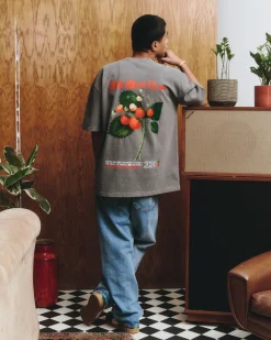 A Thousand Futures x GK 'Strawberry' Vintage Washed Tee - Charcoal