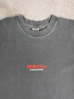 A Thousand Futures x GK 'Strawberry' Vintage Washed Tee - Charcoal