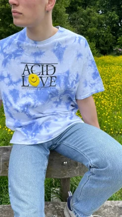 ACID LOVE 0.06 'Floating Points' Tee - Tie Dye Sky Blue