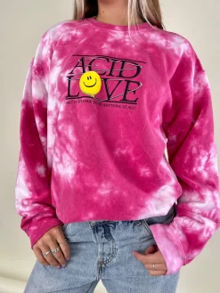 ACID LOVE 0.06 'Floating Points' Sweatshirt - Tie Dye Azalea Pink