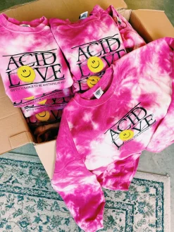 ACID LOVE 0.06 'Floating Points' Sweatshirt - Tie Dye Azalea Pink