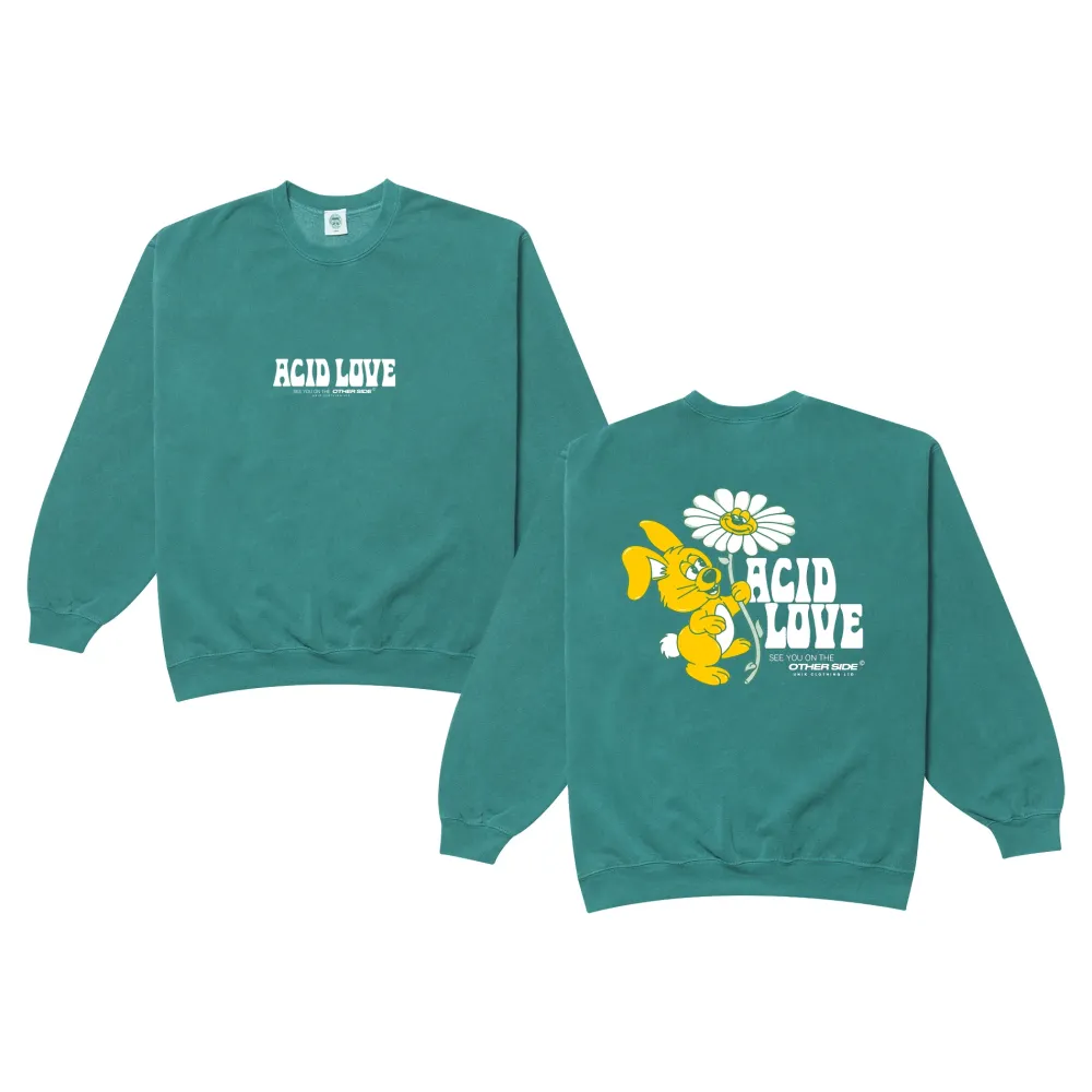 ACID LOVE 0.06 'Other Side' Sweatshirt - Vintage Washed Teal