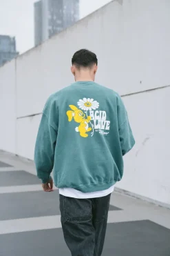 ACID LOVE 0.06 'Other Side' Sweatshirt - Vintage Washed Teal