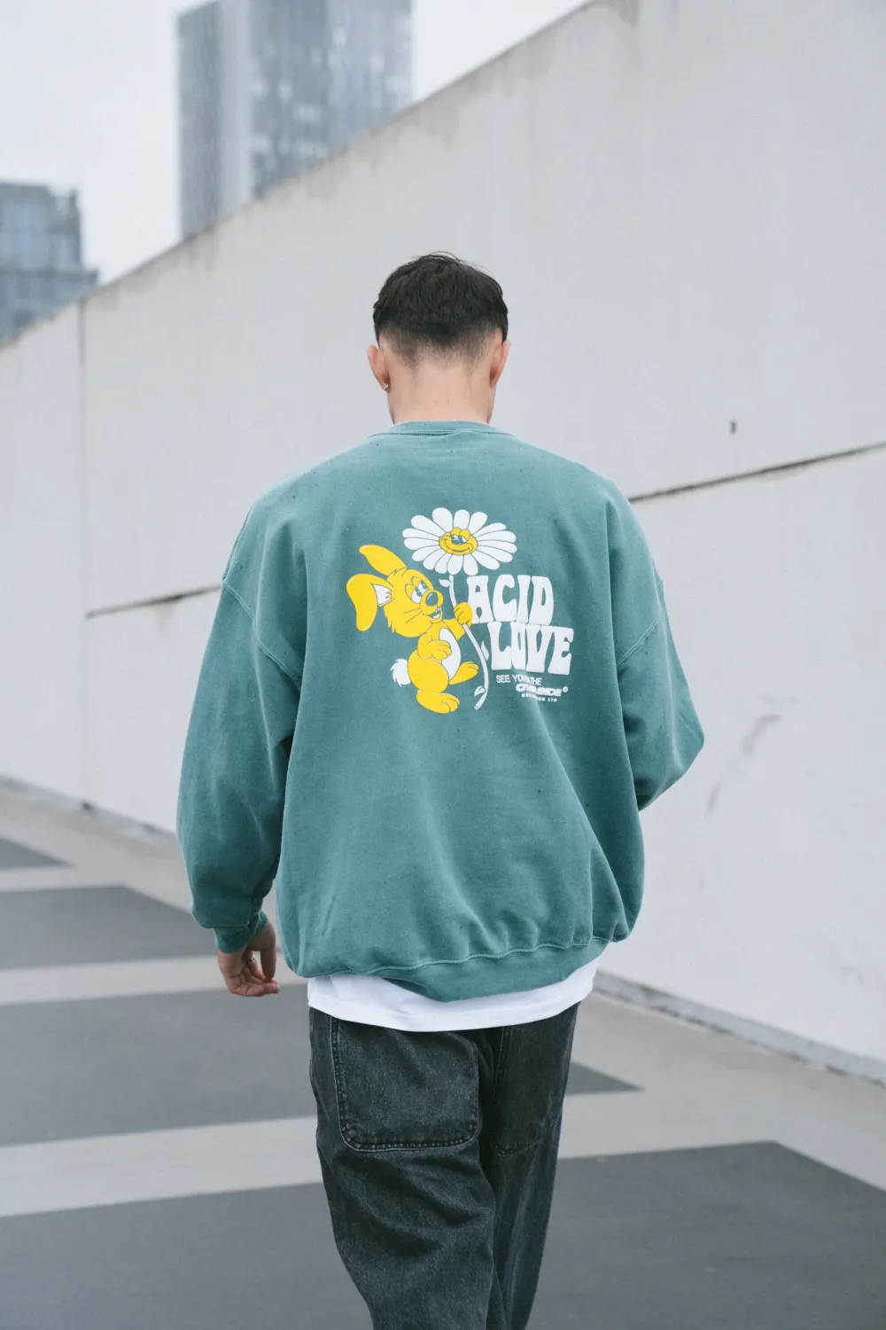 ACID LOVE 0.06 'Other Side' Sweatshirt - Vintage Washed Teal