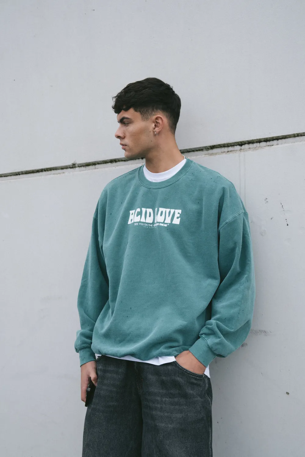 ACID LOVE 0.06 'Other Side' Sweatshirt - Vintage Washed Teal