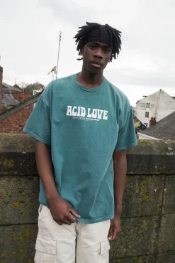 ACID LOVE 0.06 'Other Side' Tee - Vintage Washed Teal