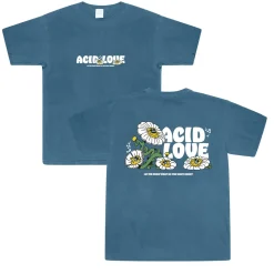 ACID LOVE 'Daisy' Vintage Washed Tee - Ocean Blue