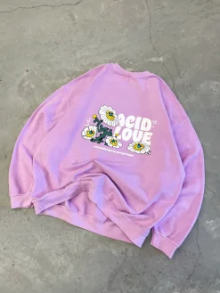 ACID LOVE 'Daisy' Vintage Washed Sweater -  Pink