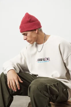 ACID LOVE 'Mushroom' Vintage Washed Sweater - Cream