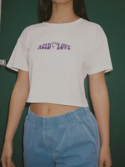 ACID LOVE WMNS 'Mushroom' Cropped Tee - White