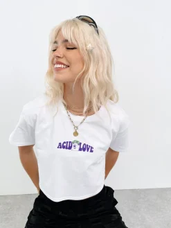 ACID LOVE WMNS 'Mushroom' Cropped Tee - White