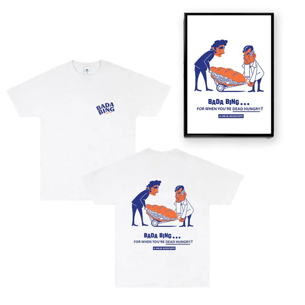 Bada Bing x UN:IK 'Dead Hungry' Tee & Print Bundle - White