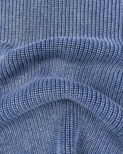 bound Acid Wash Half Zip Knit Pullover - Navy