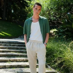 bound 'Alfama' Linen Trousers - Sand
