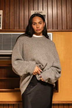 bound Baxter Mohair Blend Sweater - Grey