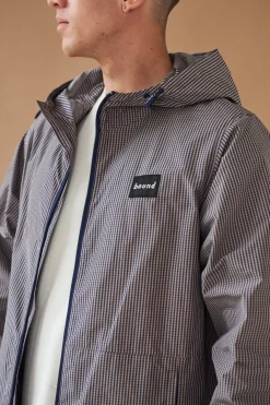 bound 'Digbeth' Check Wind Jacket - Beige & Blue