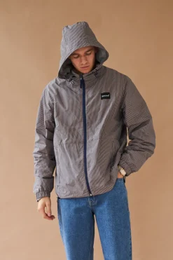 bound 'Digbeth' Check Wind Jacket - Beige & Blue