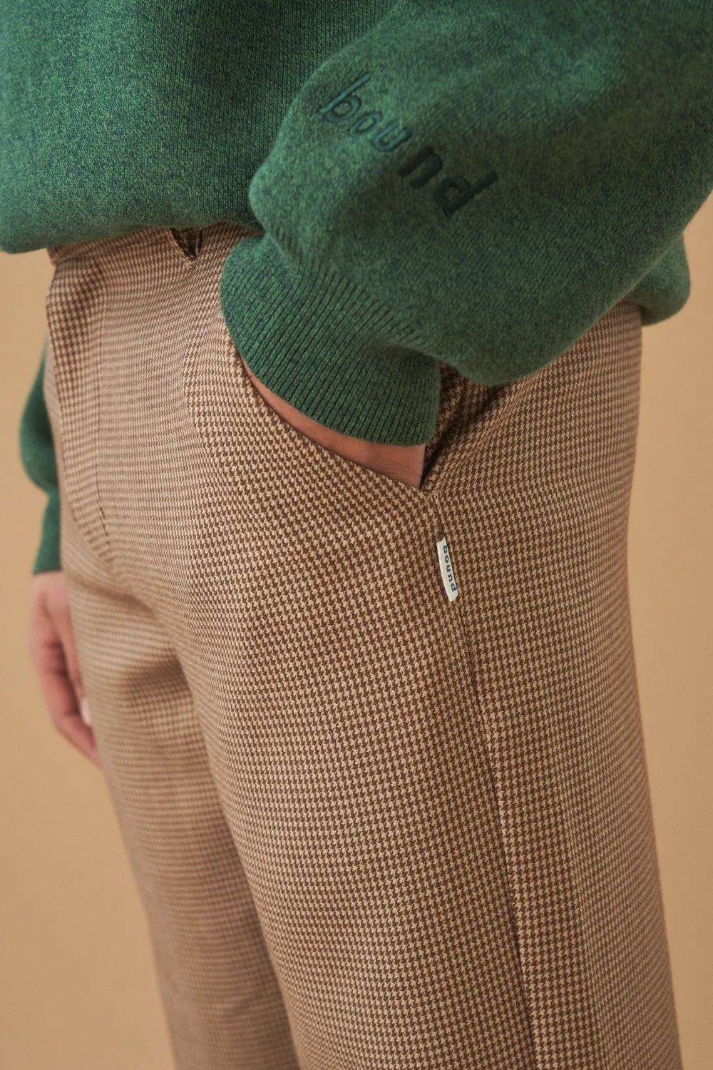 bound 'Dogtooth Woven' Cropped Trouser