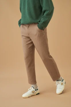 bound 'Dogtooth Woven' Cropped Trouser