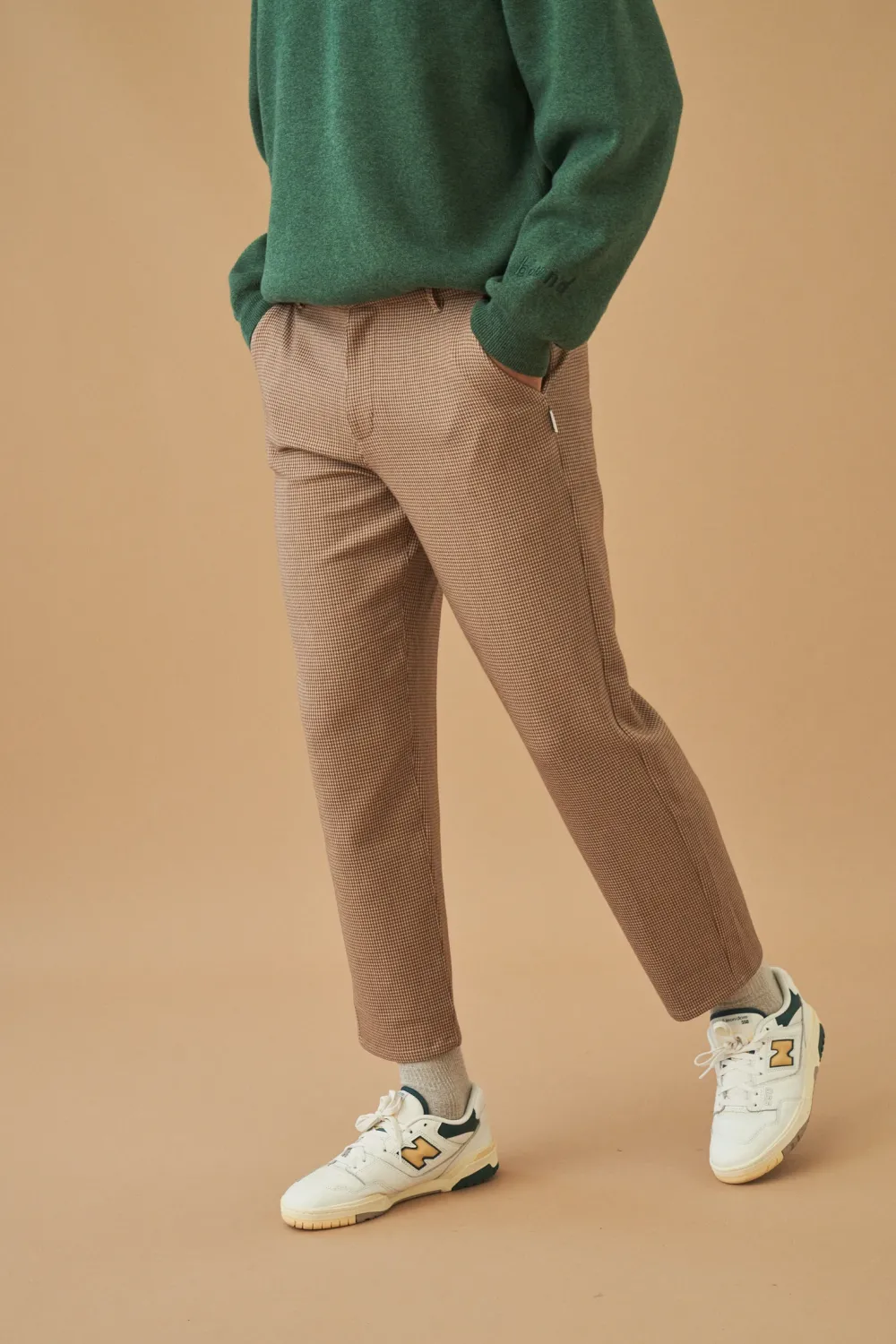 bound 'Dogtooth Woven' Cropped Trouser