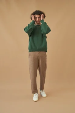 bound 'Dogtooth Woven' Cropped Trouser