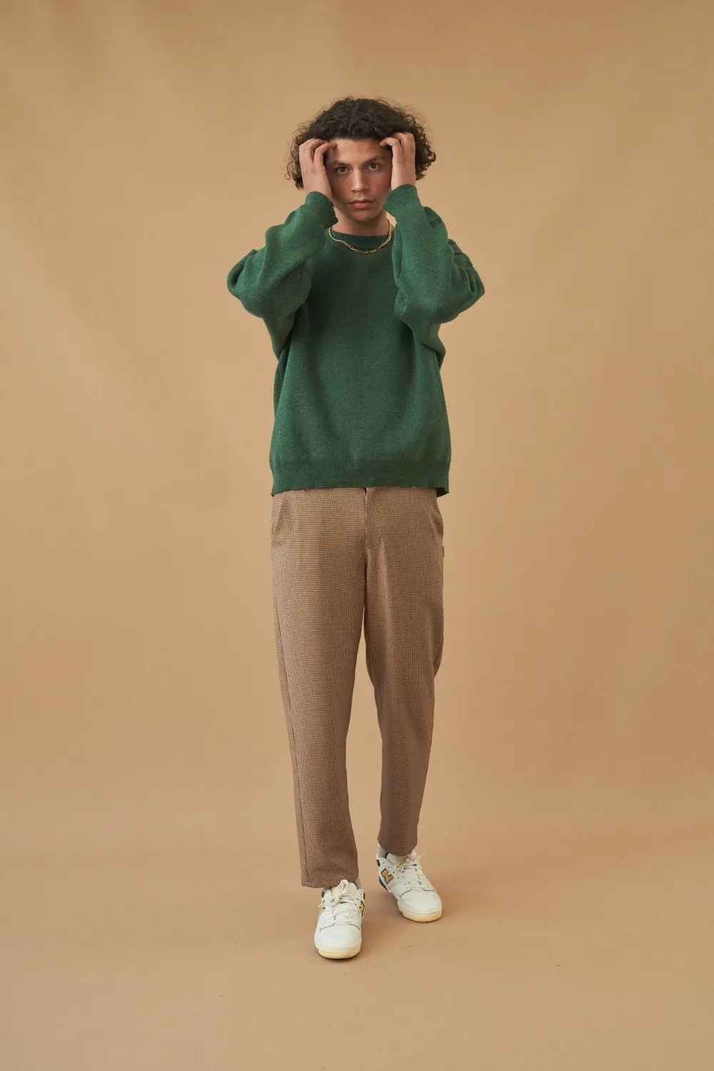 bound 'Dogtooth Woven' Cropped Trouser