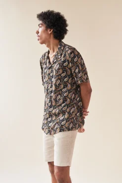 bound 'Ebony' Paisley Rayon SS Shirt