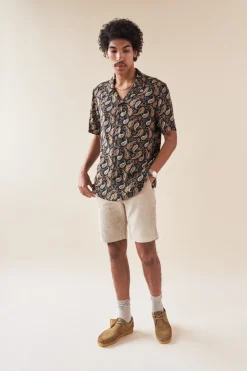 bound 'Ebony' Paisley Rayon SS Shirt