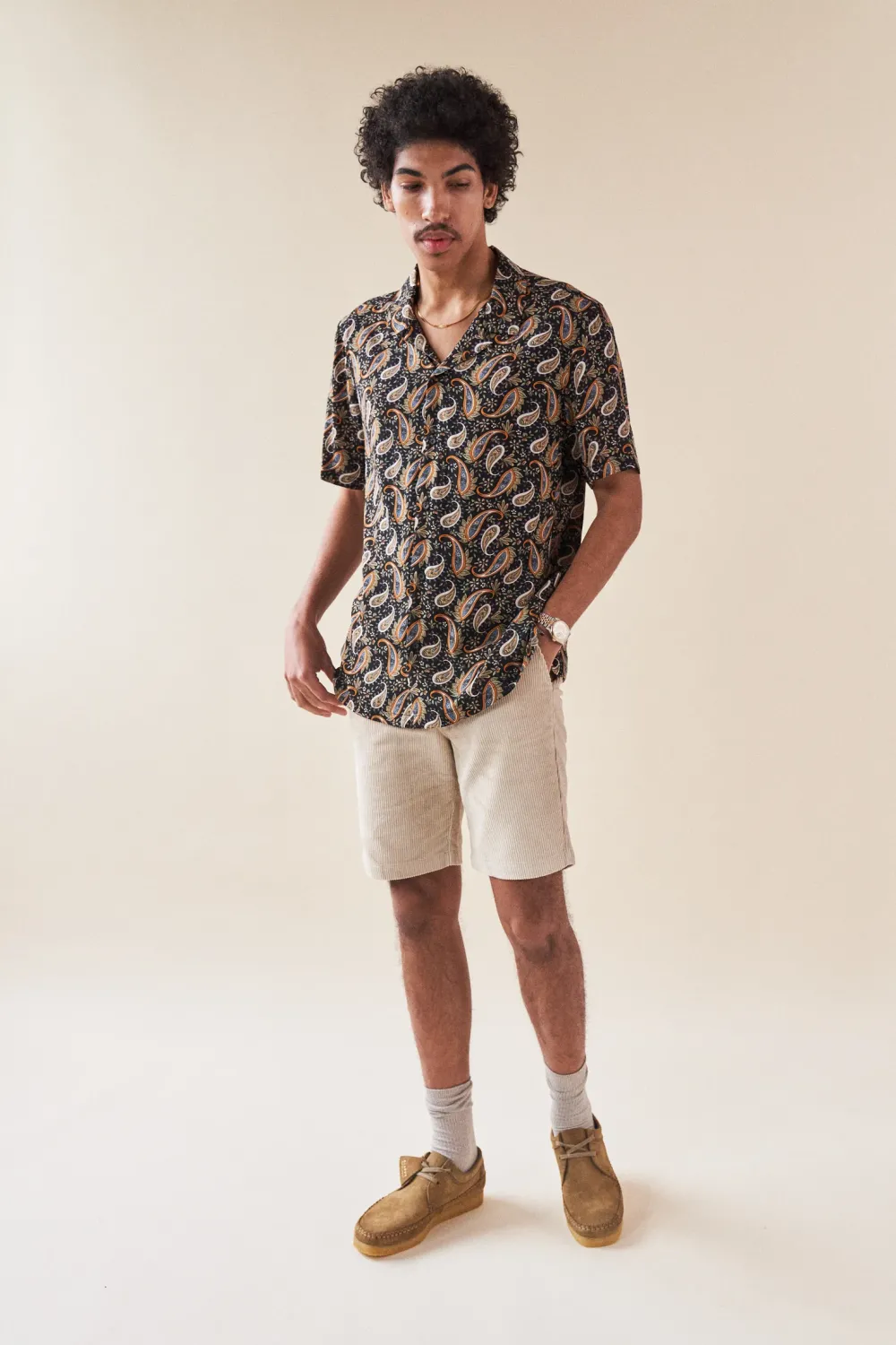 bound 'Ebony' Paisley Rayon SS Shirt