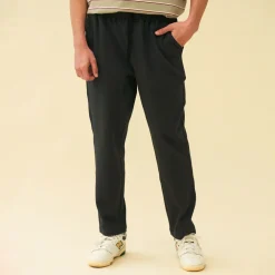 bound 'Graphite Black' Textured Cotton Trousers