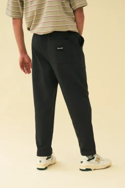 bound 'Graphite Black' Textured Cotton Trousers