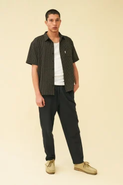 bound 'Graphite Black' Textured Cotton Trousers