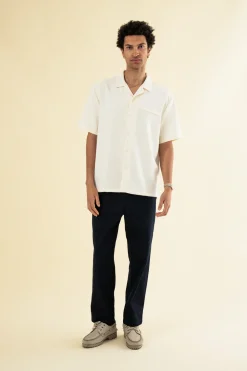 bound Heavy Cuban Textured SS Shirt - Cream