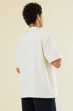 bound Heavy Cuban Textured SS Shirt - Cream
