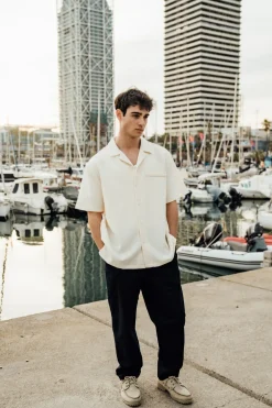 bound Heavy Cuban Textured SS Shirt - Cream