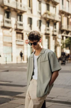 bound Heavy Cuban Textured SS Shirt - Brook Green