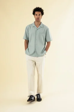 bound Heavy Cuban Textured SS Shirt - Brook Green