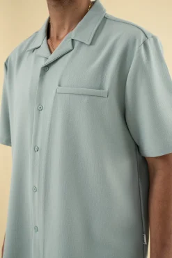 bound Heavy Cuban Textured SS Shirt - Brook Green
