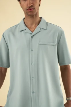 bound Heavy Cuban Textured SS Shirt - Brook Green