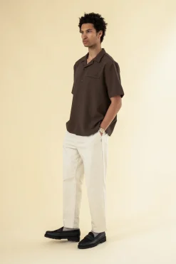 bound Heavy Cuban Textured SS Shirt - Cocoa Brown