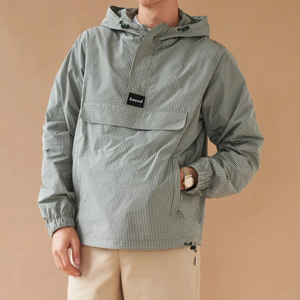 bound 'Hessle' Check Smock - Olive Green