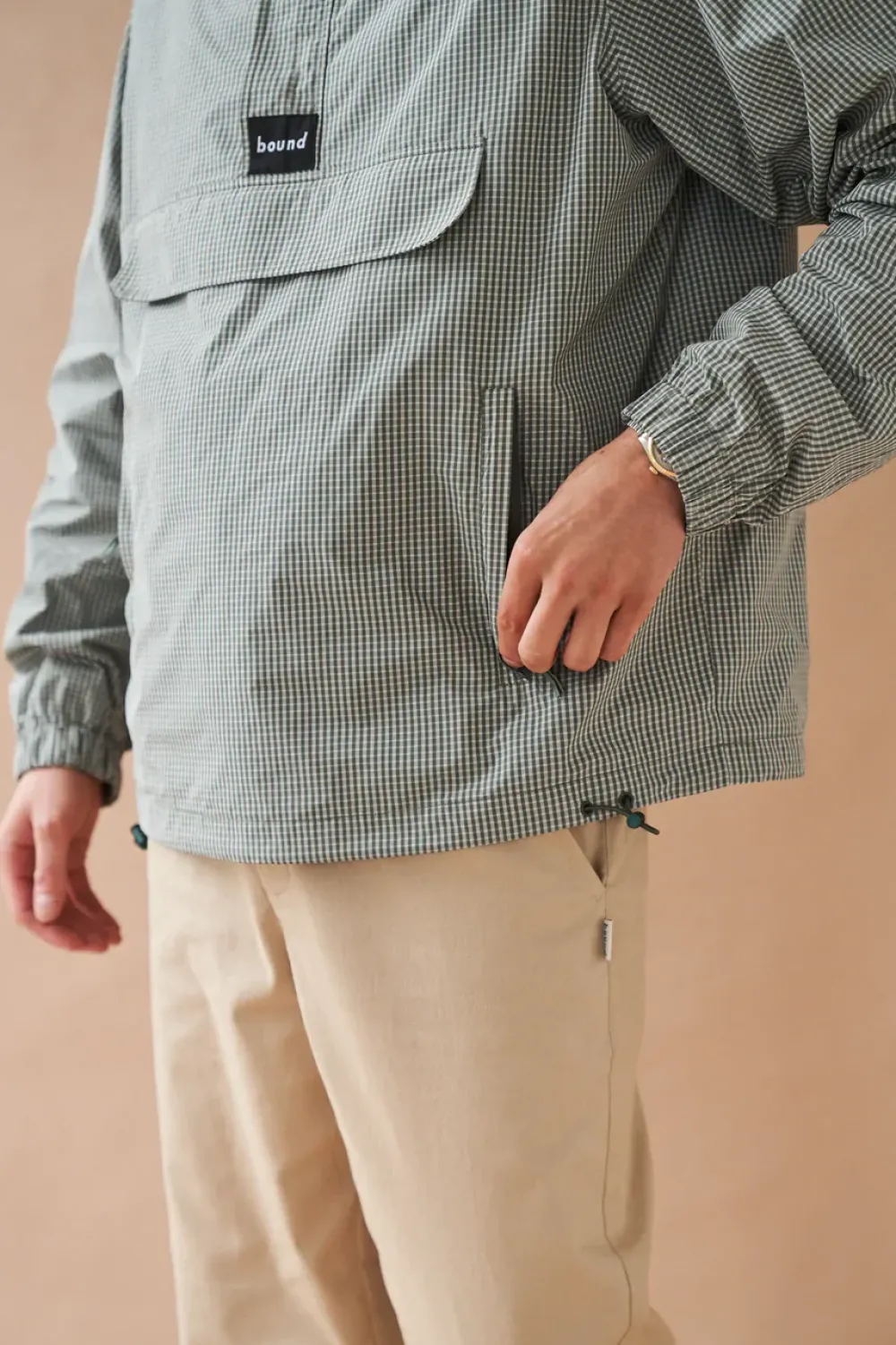 bound 'Hessle' Check Smock - Olive Green